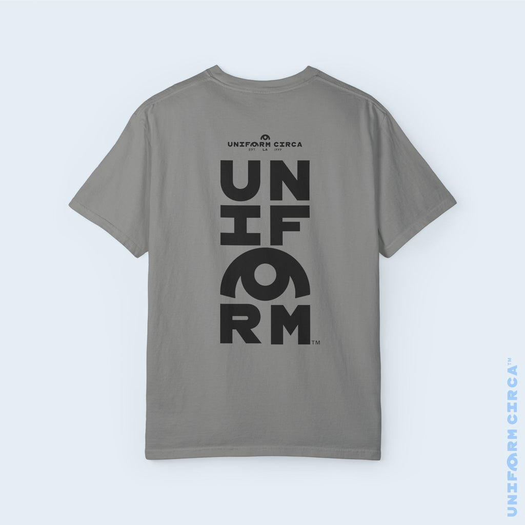 UNIFORM CENTER STACK | Crewneck T-Shirt | Printed Black | Bold Minimalist Design
