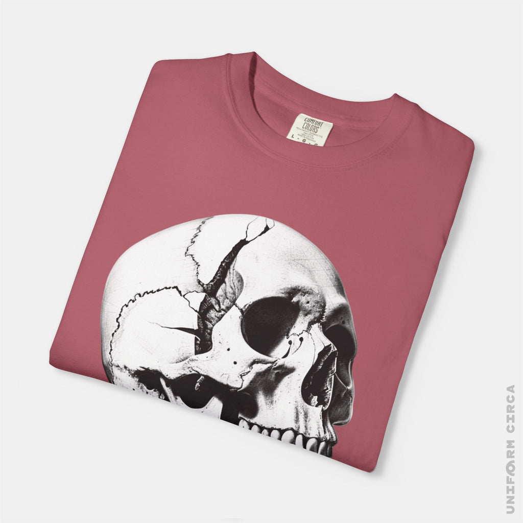 SKULL & BOARDS CREWNECK T-SHIRT | Printed Unisex Garment-Dyed Graphic Tee