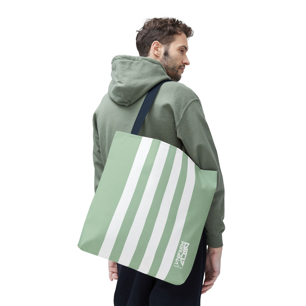 RACER JR. BAG | CUCUMBER/WHITE | Stylish Minimalist Tote Bag, Eco-Friendly Shopping Bag, Chic Carryall, Reusable Tote, Fashionable Beach Bag, Trendy Everyday Essentials