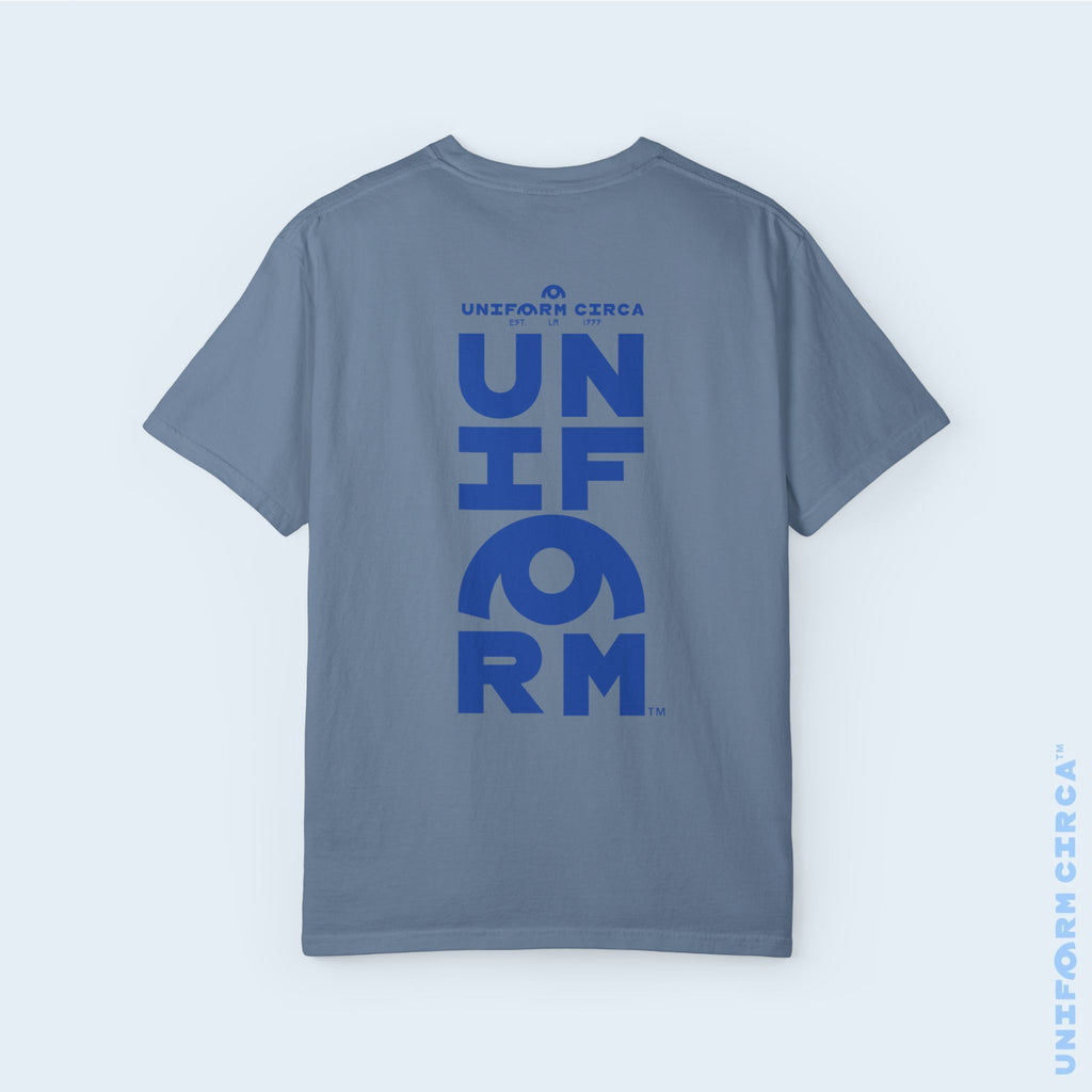UC HALF STACK | Crewneck T-Shirt | Blue Print | Bold Minimalist Design