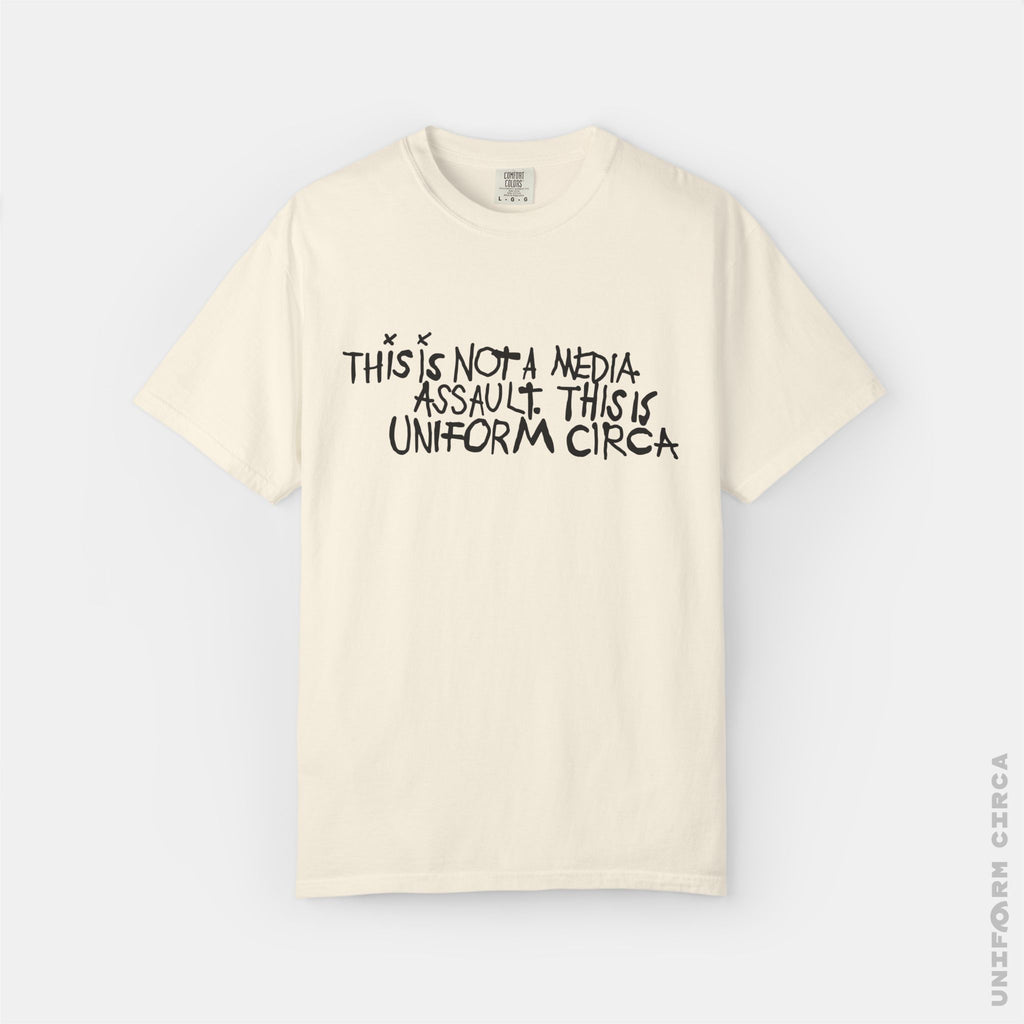 MEDIA ASSAULT | Crewneck T-Shirt | 100% Cotton | Designed & Printed in California | Printed Black