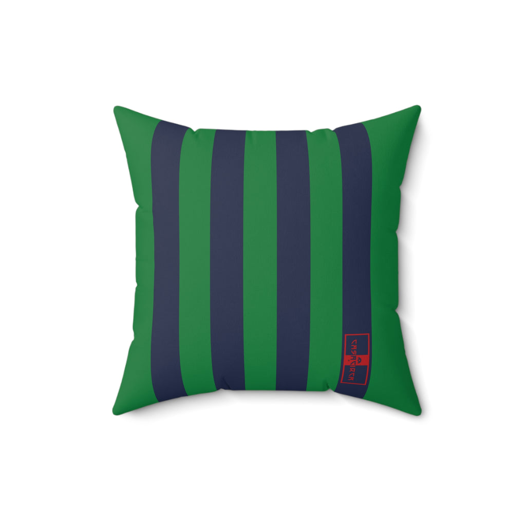 CASACIRCA | RACING STRIPES PILLOW | NAVY/GREEN | Stylish Faux Suede Pillow - Stripes, Home Decor, Cozy Living Room, Gift Idea, Nautical Theme, Interior Design Accents