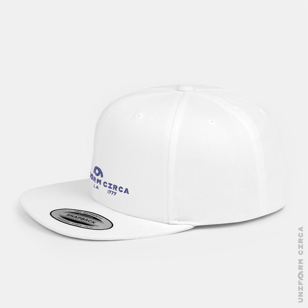 WORDMARK | Embroidered Blue | Flat Bill Snapback Hat, Trendy Cap for Casual Wear, Streetwear Accessory, Perfect Gift for Friends and Family