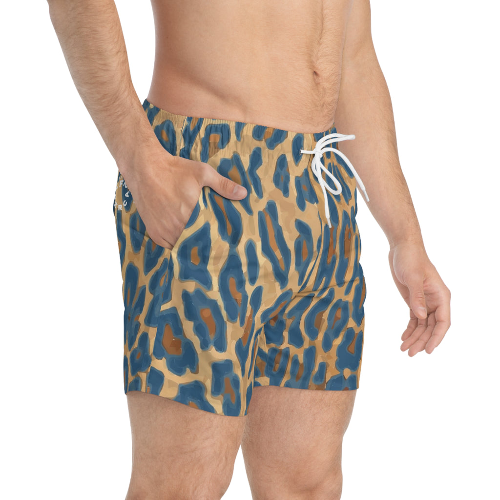 LEOPARD SWIM TRUNKS | Sea Blue |  Printed