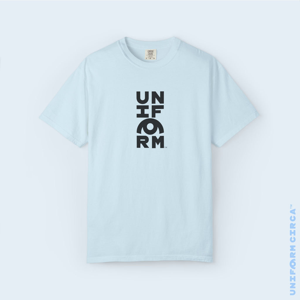 UNIFORM CENTER STACK | Crewneck T-Shirt | Printed Black | Bold Minimalist Design