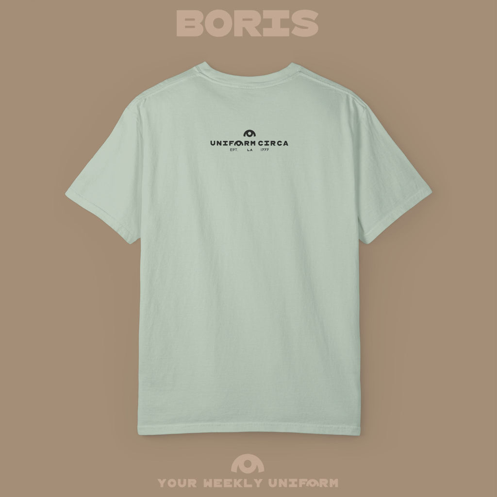 BORIS MONDAY CREWNECK T-SHIRT | PRINTED BLACK