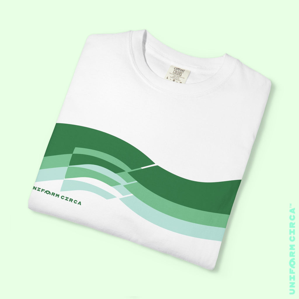 TRI-WAVE GREENS | Crewneck T-Shirt | Printed Unisex Garment-Dyed Graphic Tee