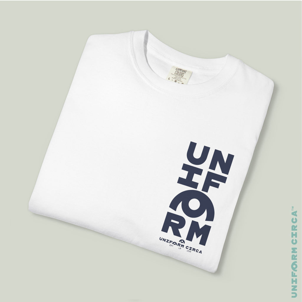 UC HALF STACK | Crewneck T-Shirt | Printed Navy
