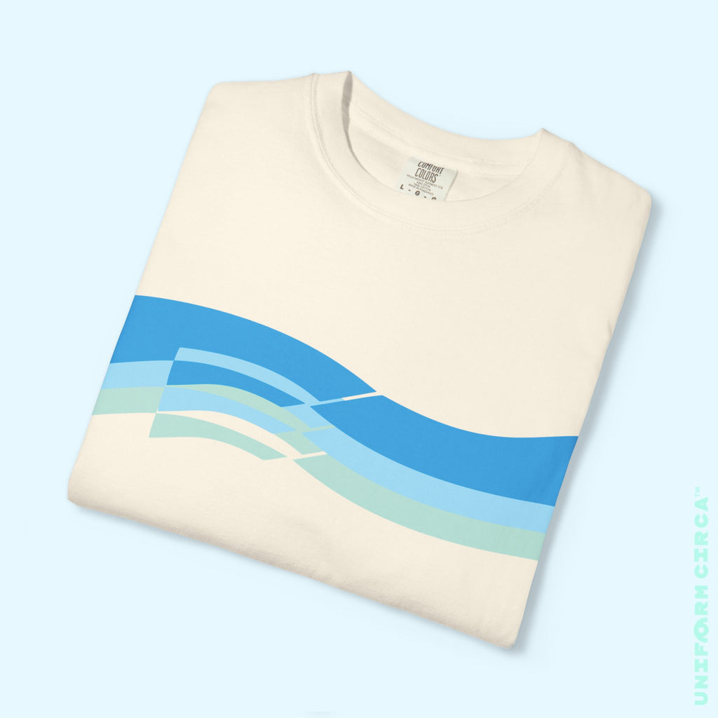 TRI-WAVE BLUES | Crewneck T-Shirt | Printed Unisex Garment-Dyed Graphic Tee
