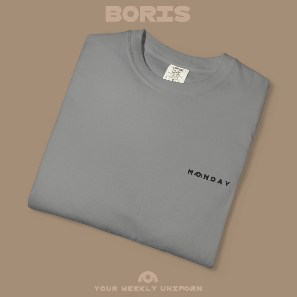 BORIS MONDAY CREWNECK T-SHIRT | PRINTED BLACK