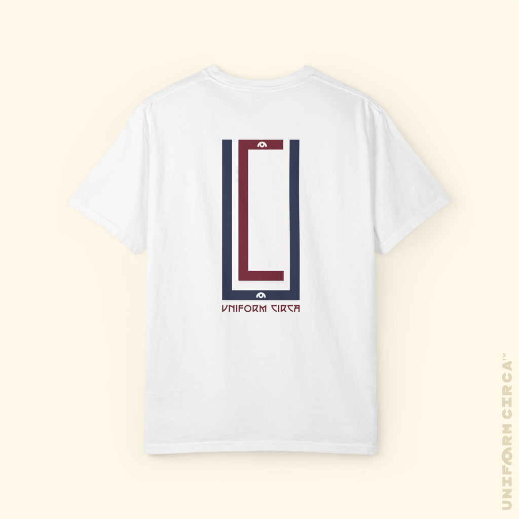 UC MONOGRAM CREWNECK | Printed NAVY/BURGUNDY | Unisex Garment-Dyed T-Shirt - Casual, Streetwear, Comfortable, Graphic Design, Gift for All Occasions