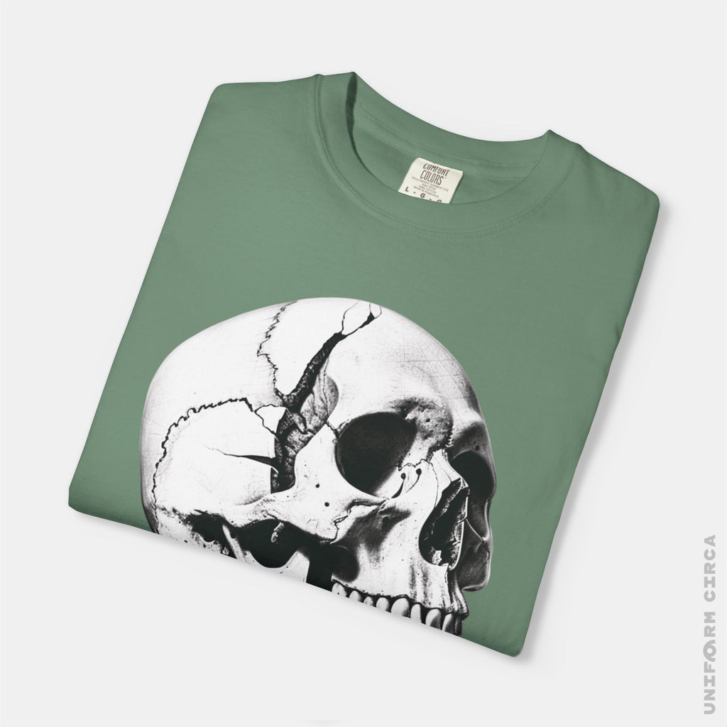 SKULL & BOARDS CREWNECK T-SHIRT | Printed Unisex Garment-Dyed Graphic Tee