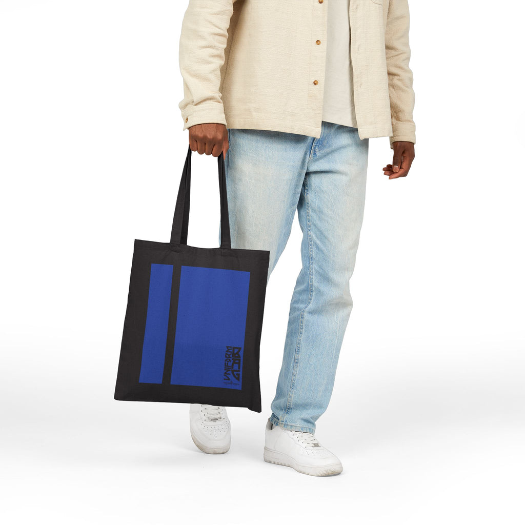 PINSTRIPE MAGAZINE BAG | BLUE | Stylish Cotton Canvas Tote Bag for Everyday Use, Reusable Shopping Bag, Eco-Friendly Gift, Graphic Tote, Fashion Accessories