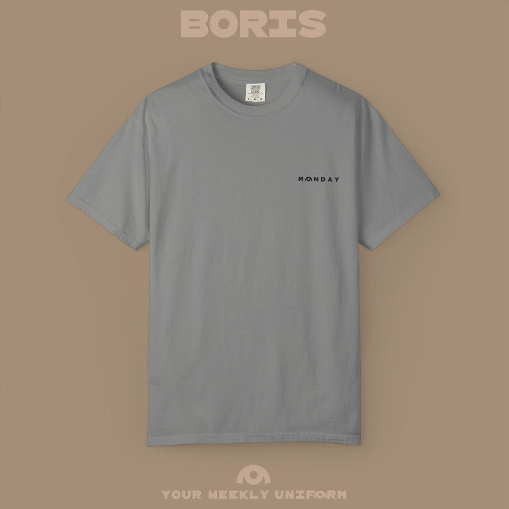 BORIS MONDAY CREWNECK T-SHIRT | PRINTED BLACK