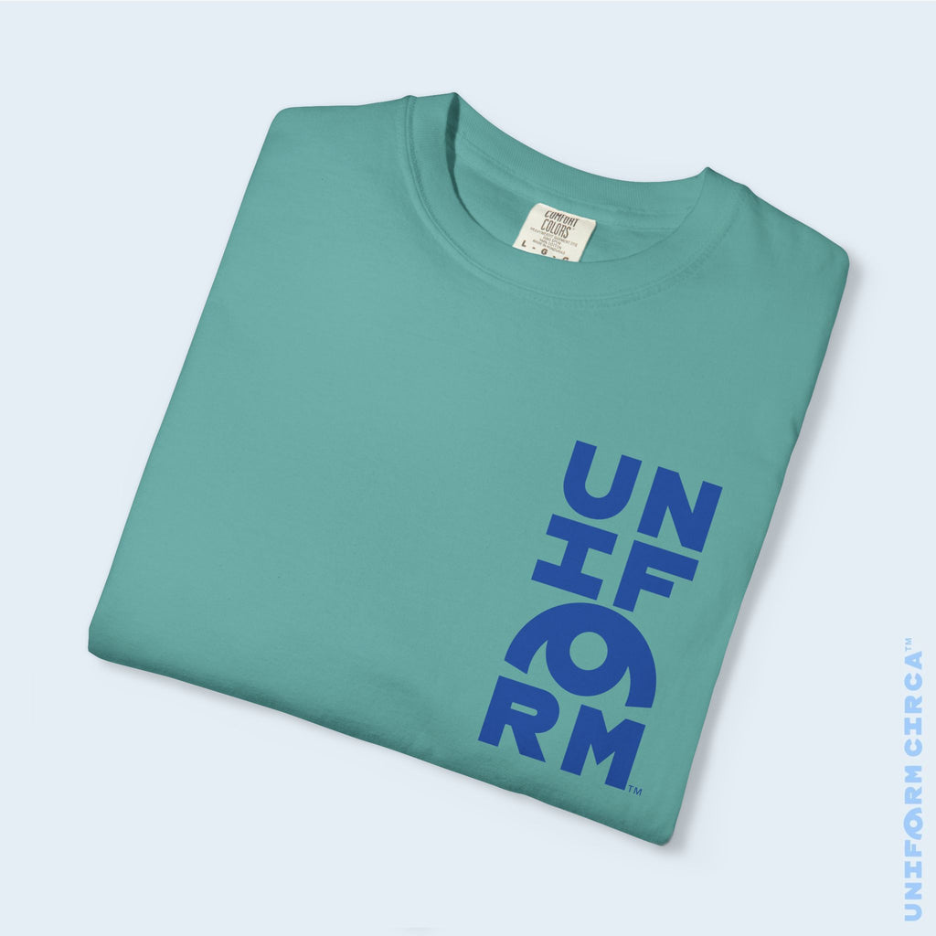 UC HALF STACK | Crewneck T-Shirt | Blue Print | Bold Minimalist Design