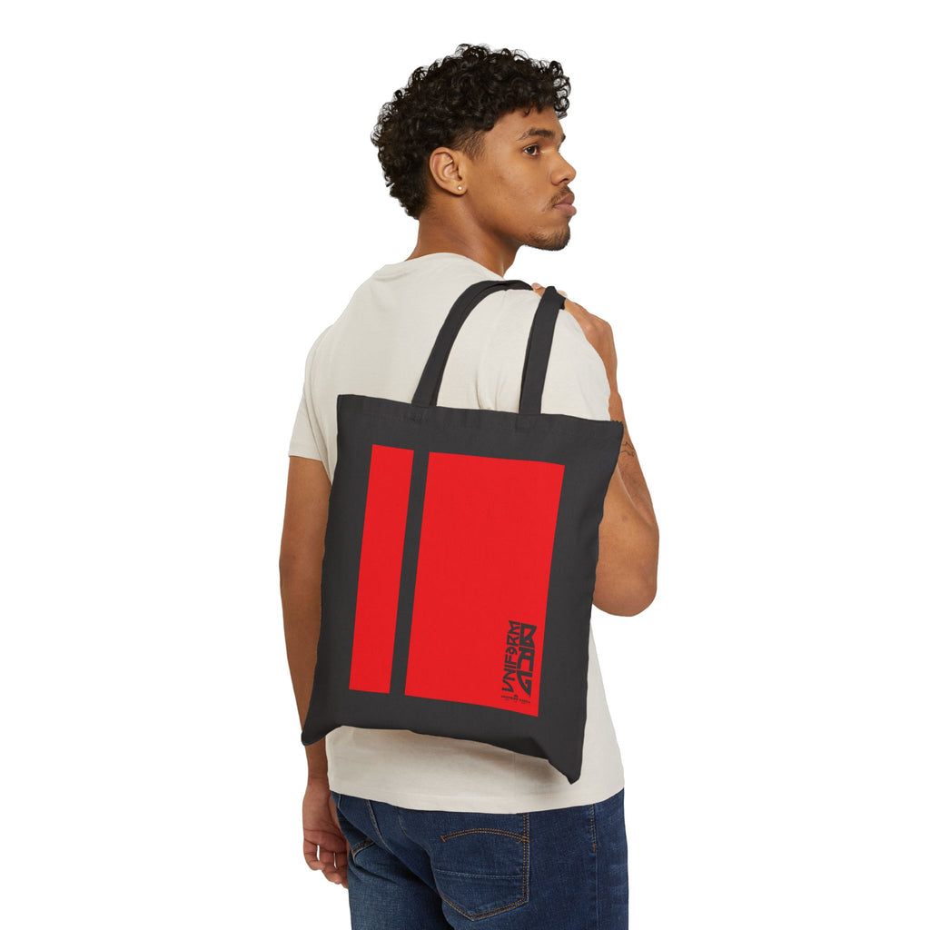 PINSTRIPE MAGAZINE BAG | RED | Stylish Cotton Canvas Tote Bag for Everyday Use, Reusable Shopping Bag, Eco-Friendly Gift, Graphic Tote, Fashion Accessories