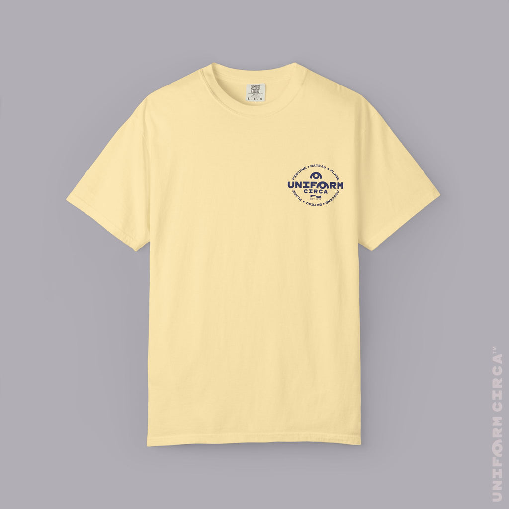 UC AQUA BADGE | NAVY & DOVE GREY | CREWNECK T-SHIRT | Printed