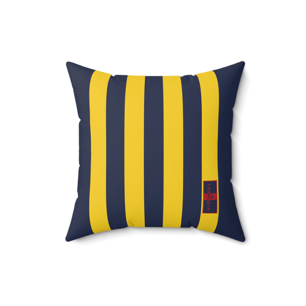CASACIRCA | RACING STRIPES PILLOW | NAVY/YELLOW | Stylish Faux Suede Pillow - Stripes, Home Decor, Cozy Living Room, Gift Idea, Nautical Theme, Interior Design Accents
