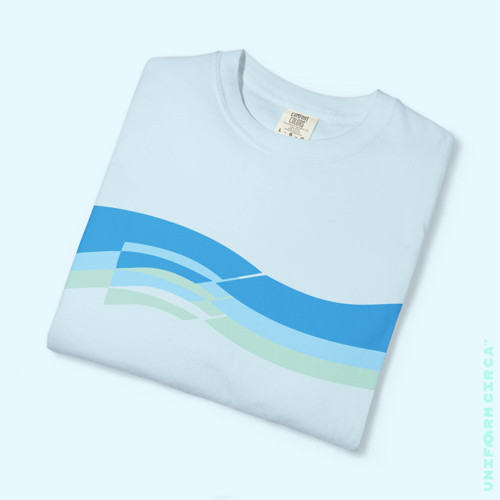 TRI-WAVE BLUES | Crewneck T-Shirt | Printed Unisex Garment-Dyed Graphic Tee