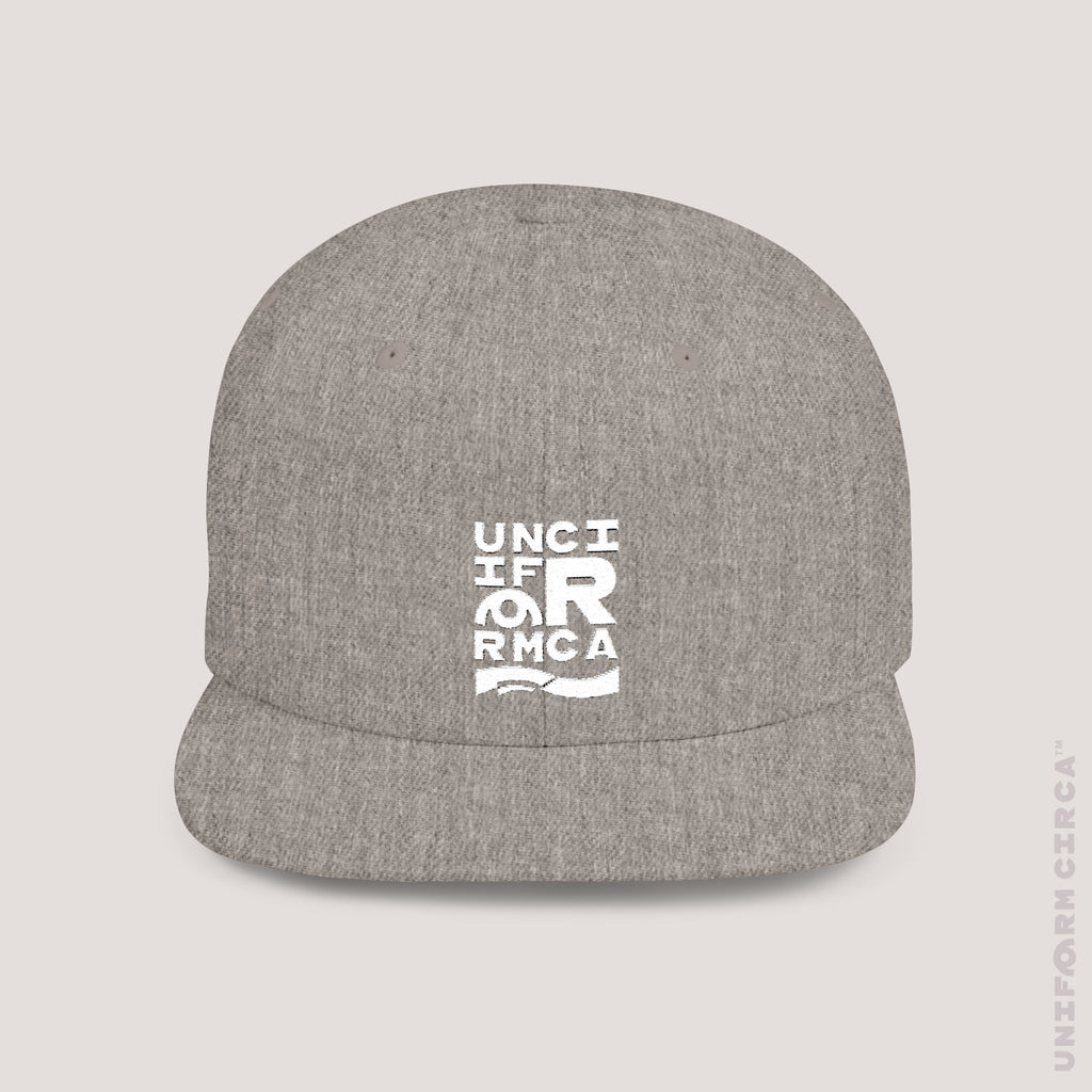 UC BOX STITCH | Embroidered White | Flat Bill Snapback