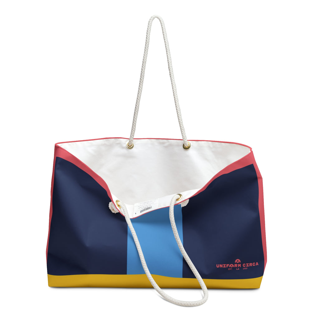 THE MAX BAG | NAVY-SKY BLUE-CORAL | Weekender Bag - Stylish Travel Tote, Gym Bag, Beach Bag, Personalized Gift, Spacious Weekend Accessories
