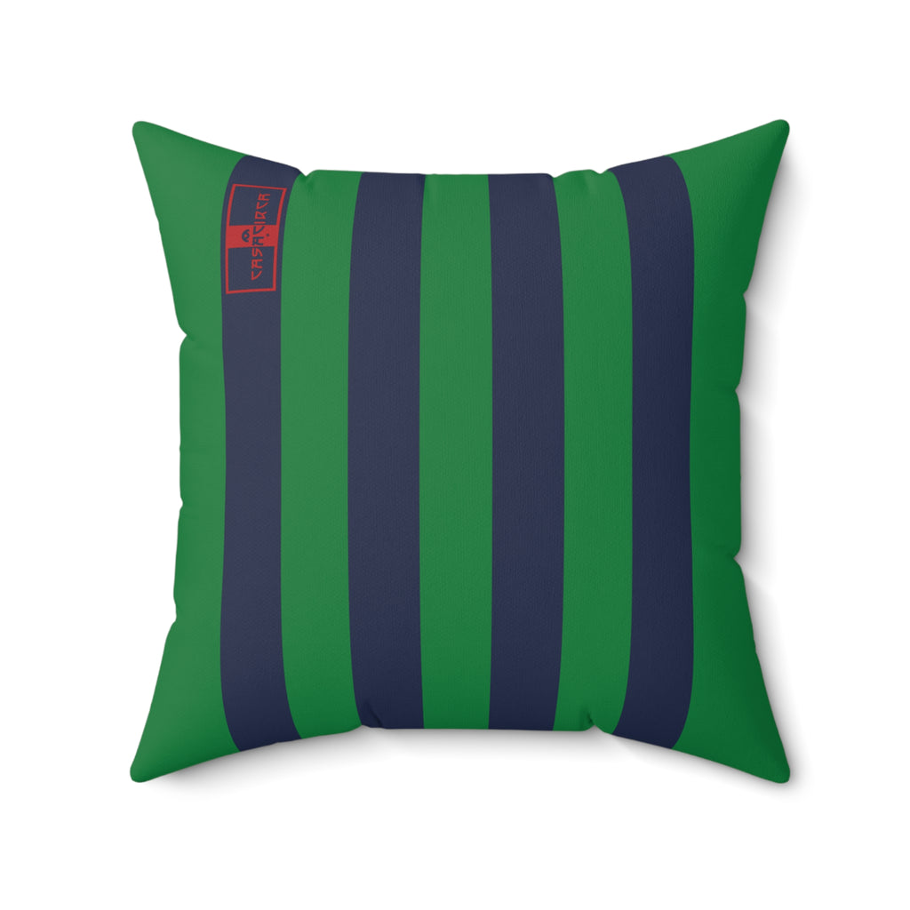 CASACIRCA | RACING STRIPES PILLOW | NAVY/GREEN | Stylish Faux Suede Pillow - Stripes, Home Decor, Cozy Living Room, Gift Idea, Nautical Theme, Interior Design Accents