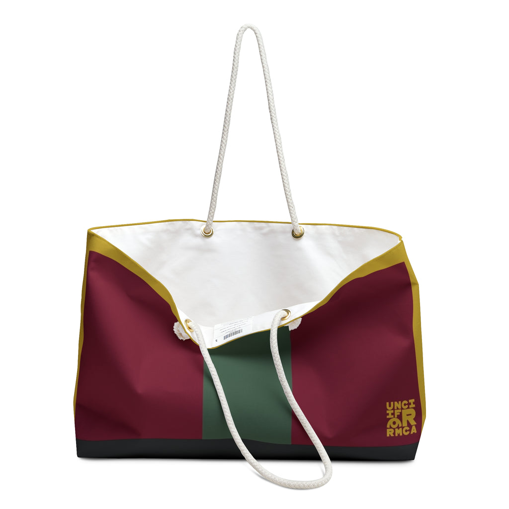 THE MAX BAG | Burgundy, Deep Green & Gold Weekender Bag - Stylish Travel Tote, Gym Bag, Beach Bag, Personalized Gift, Spacious Weekend Accessories