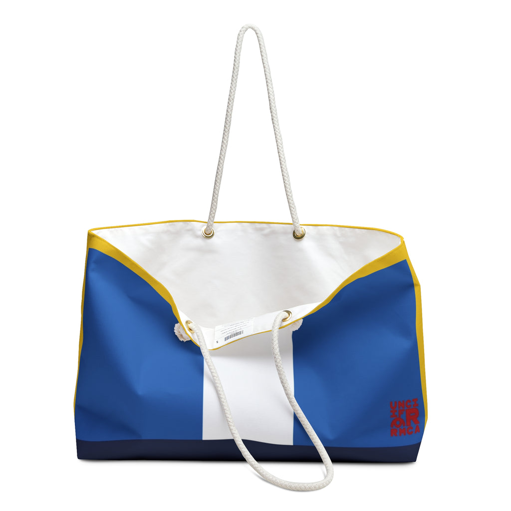 THE MAX BAG | Vibrant Blue, Yellow & Navy Weekender Bag - Stylish Travel Tote, Gym Bag, Beach Bag, Personalized Gift, Spacious Weekend Accessories