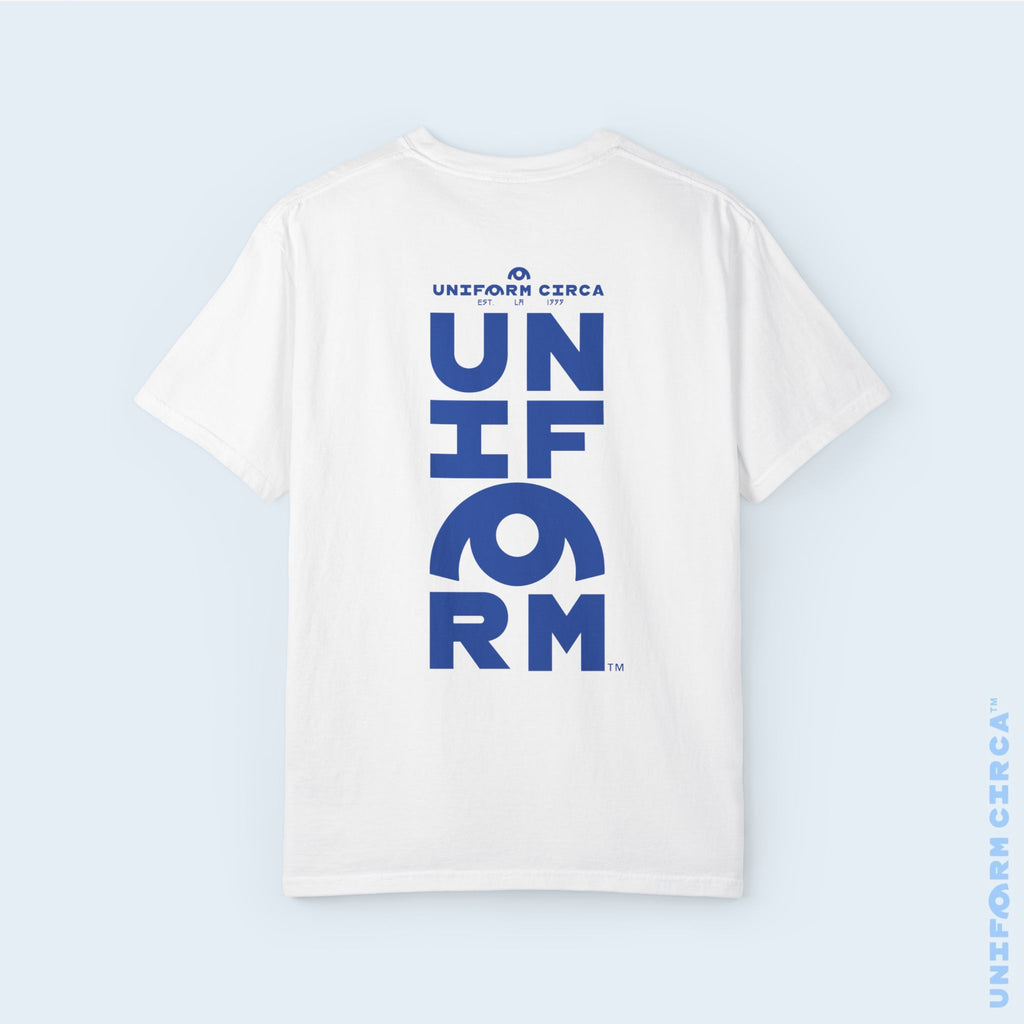 UC HALF STACK | Crewneck T-Shirt | Blue Print | Bold Minimalist Design