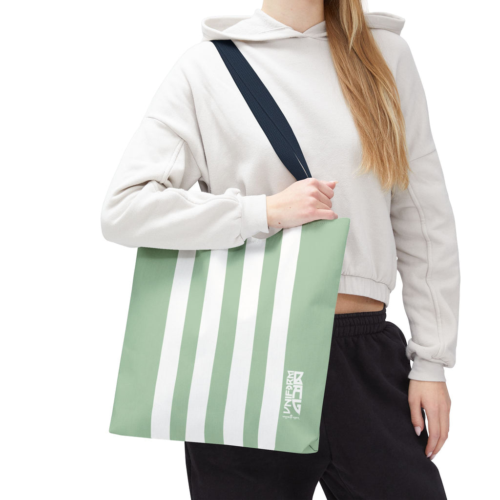 RACER JR. BAG | CUCUMBER/WHITE | Stylish Minimalist Tote Bag, Eco-Friendly Shopping Bag, Chic Carryall, Reusable Tote, Fashionable Beach Bag, Trendy Everyday Essentials