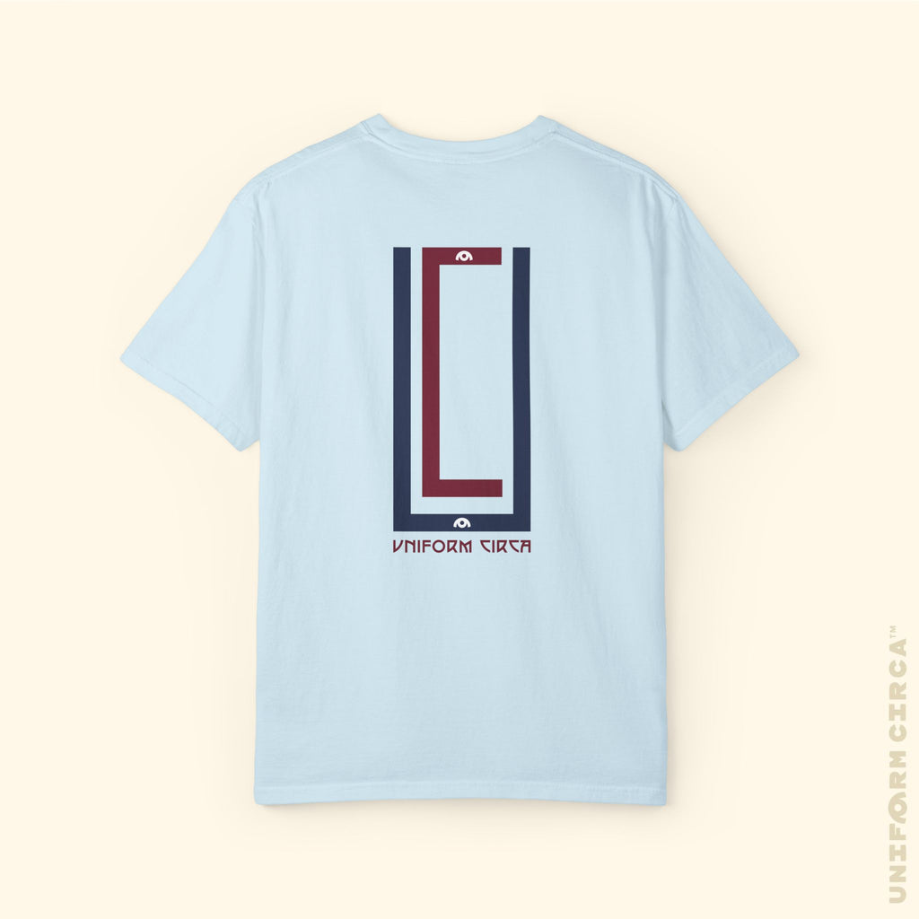 UC MONOGRAM CREWNECK | Printed NAVY/BURGUNDY | Unisex Garment-Dyed T-Shirt - Casual, Streetwear, Comfortable, Graphic Design, Gift for All Occasions