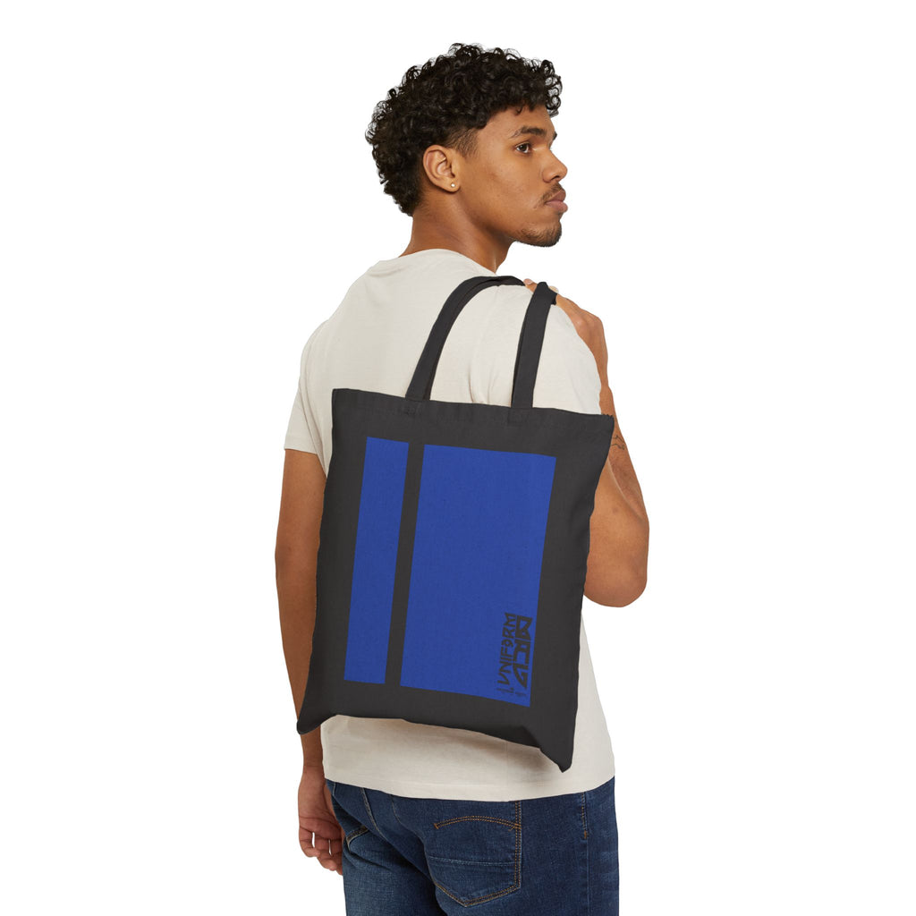 PINSTRIPE MAGAZINE BAG | BLUE | Stylish Cotton Canvas Tote Bag for Everyday Use, Reusable Shopping Bag, Eco-Friendly Gift, Graphic Tote, Fashion Accessories