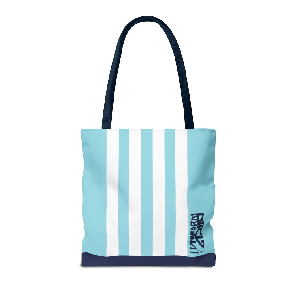 RACER JR. BAG | SKY BLUE/WHITE/NAVY | Stylish Minimalist Tote Bag, Eco-Friendly Shopping Bag, Chic Carryall, Reusable Tote, Fashionable Beach Bag, Trendy Everyday Essentials