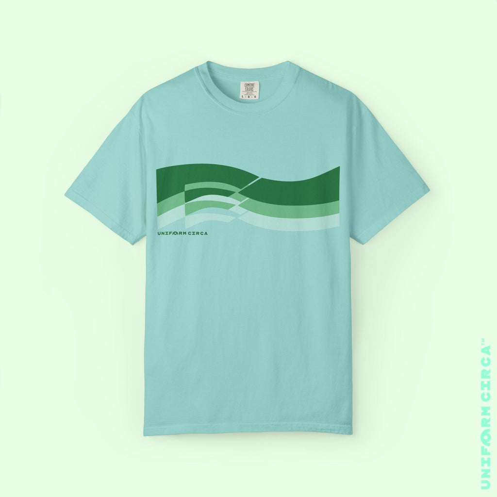 TRI-WAVE GREENS | Crewneck T-Shirt | Printed Unisex Garment-Dyed Graphic Tee