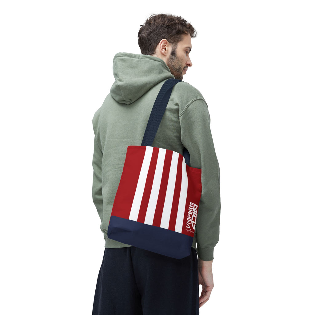 RACER JR. BAG | NAVY/WHITE/RED | Stylish Minimalist Tote Bag, Eco-Friendly Shopping Bag, Chic Carryall, Reusable Tote, Fashionable Beach Bag, Trendy Everyday Essentials