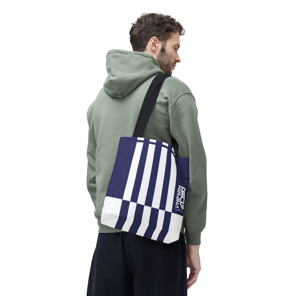 RACER JR. ECHO BAG | NAVY/WHITE | Stylish Minimalist Tote Bag, Eco-Friendly Shopping Bag, Chic Carryall, Reusable Tote, Fashionable Beach Bag, Trendy Everyday Essentials
