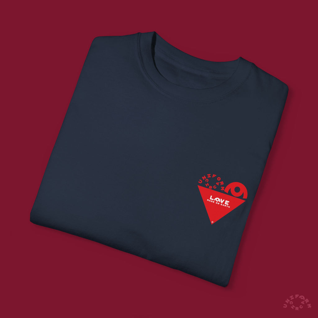 HEART WORK Crewneck T-Shirt | Printed Red