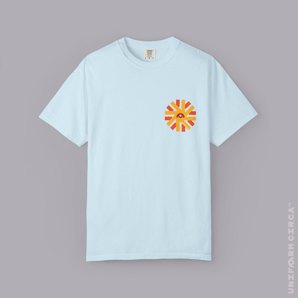 UC SUN BURST | Printed BLUE/RED | Unisex Garment-Dyed T-Shirt