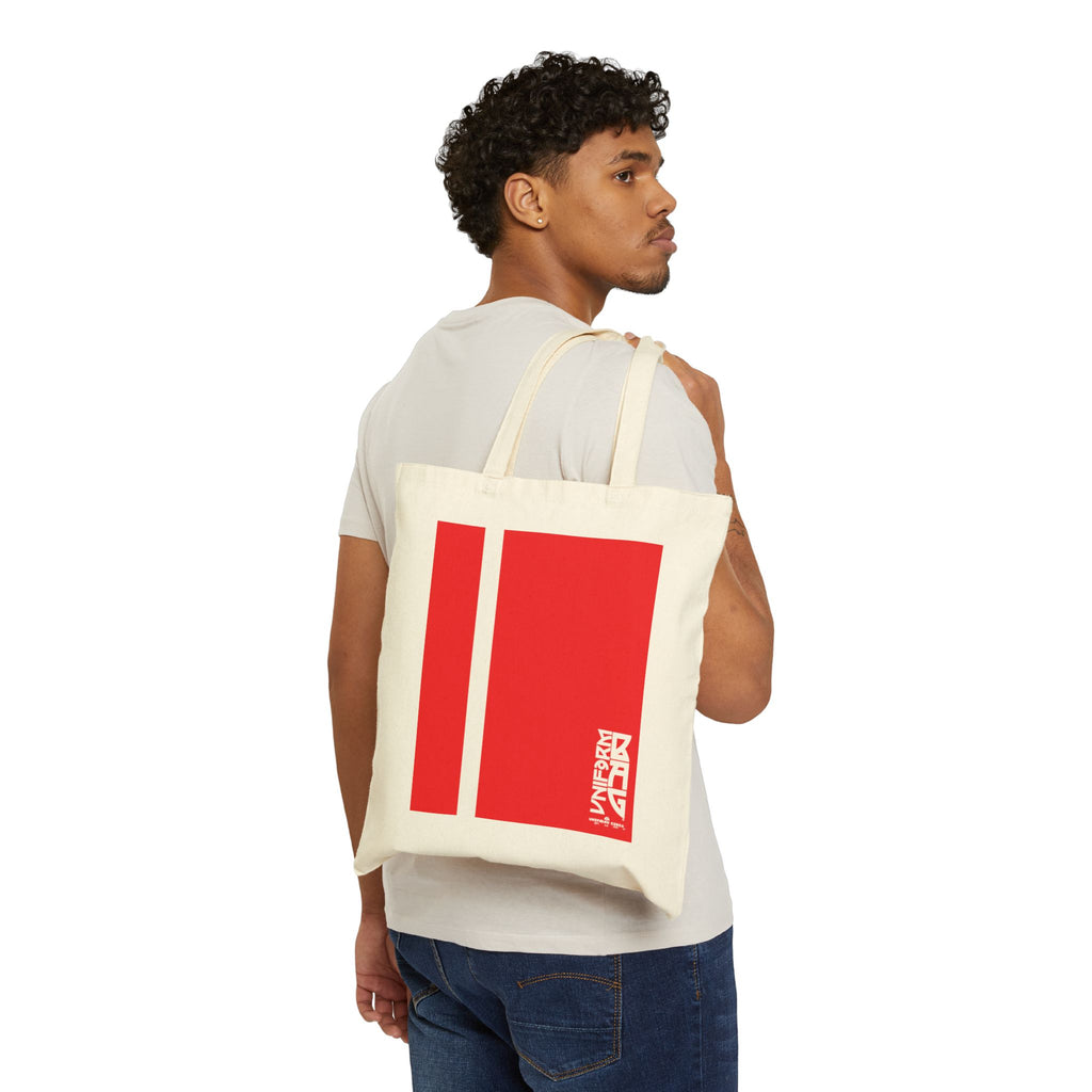 PINSTRIPE MAGAZINE BAG | RED | Stylish Cotton Canvas Tote Bag for Everyday Use, Reusable Shopping Bag, Eco-Friendly Gift, Graphic Tote, Fashion Accessories
