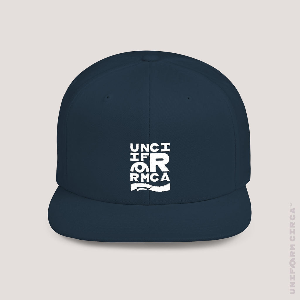 UC BOX STITCH | Embroidered White | Flat Bill Snapback