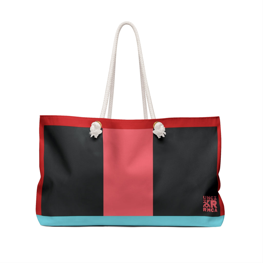 THE MAX BAG | Vibrant Black/Coral Weekender Bag - Stylish Travel Tote, Gym Bag, Beach Bag, Personalized Gift, Spacious Weekend Accessories