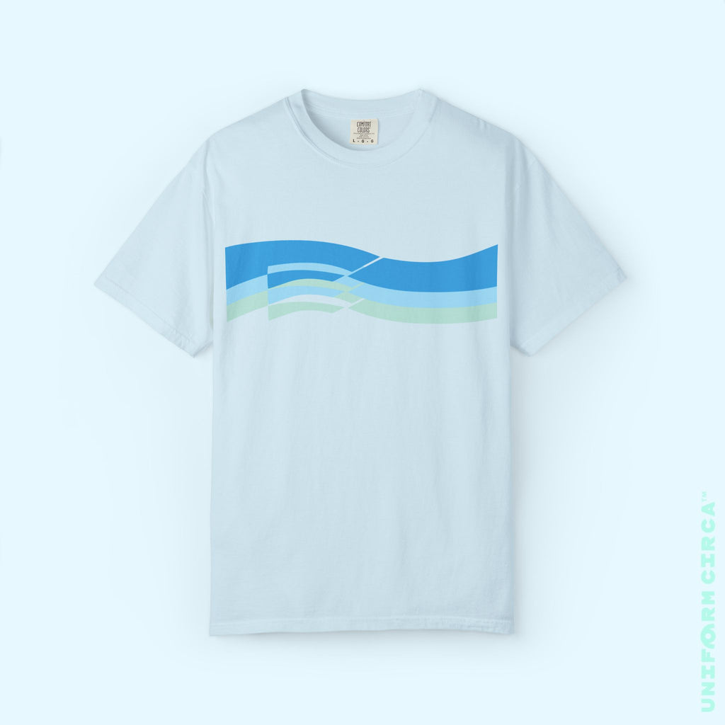TRI-WAVE BLUES | Crewneck T-Shirt | Printed Unisex Garment-Dyed Graphic Tee