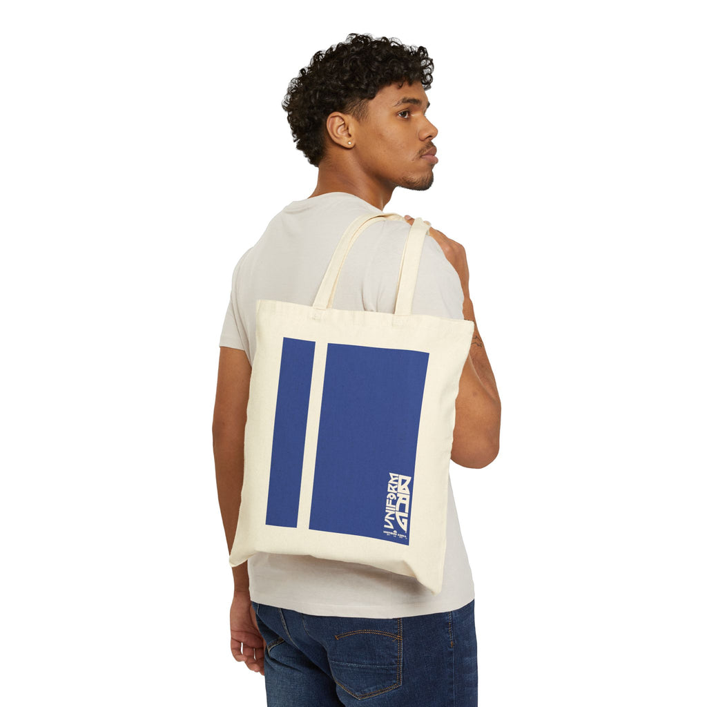PINSTRIPE MAGAZINE BAG | BLUE | Stylish Cotton Canvas Tote Bag for Everyday Use, Reusable Shopping Bag, Eco-Friendly Gift, Graphic Tote, Fashion Accessories