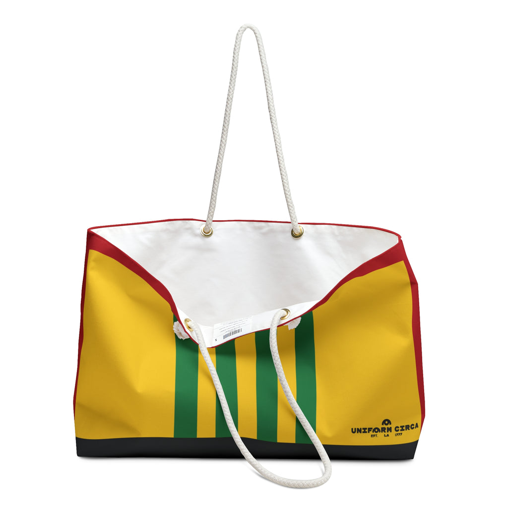 RACER MAX BAG | RED/GOLD/BLACK & GREEN Weekender Bag - Stylish Travel Tote, Gym Bag, Beach Bag, Personalized Gift, Spacious Weekend Accessories