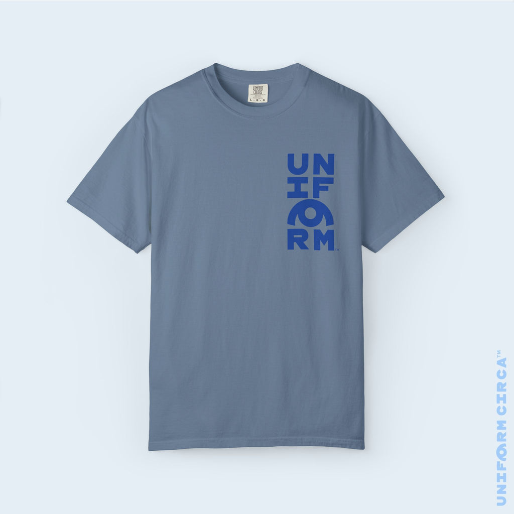 UC HALF STACK | Crewneck T-Shirt | Blue Print | Bold Minimalist Design