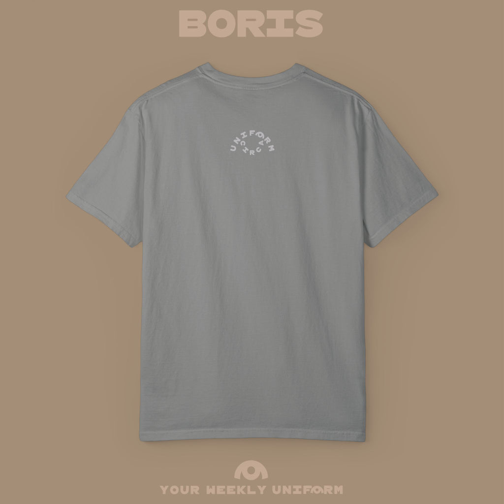 BORIS MONDAY CREWNECK T-SHIRT | PRINTED BLACK