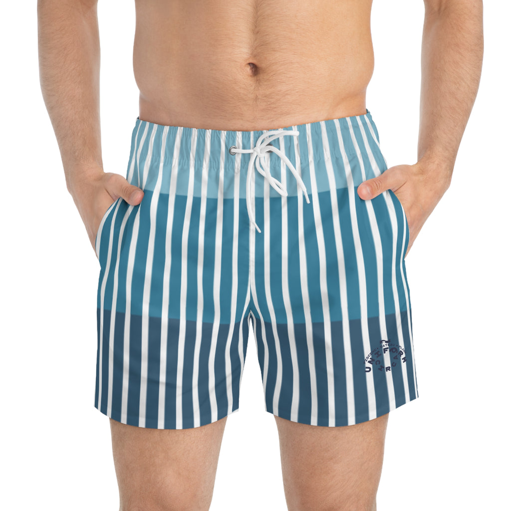 FADER SWIM TRUNKS | Striped Blues/White | Printed
