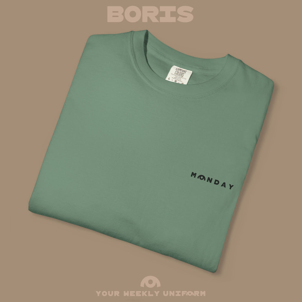 BORIS MONDAY CREWNECK T-SHIRT | PRINTED BLACK