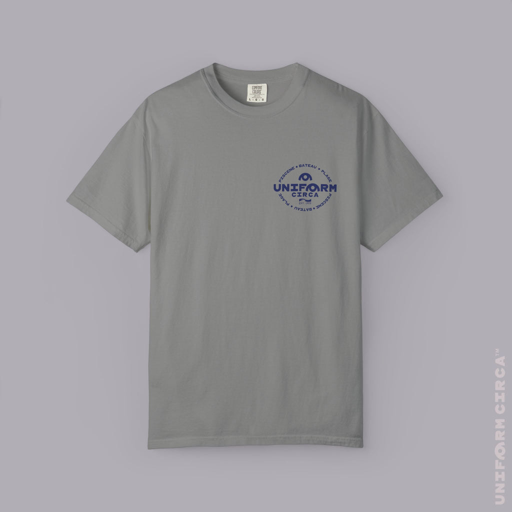 Copy of UC AQUA BADGE | NAVY & DOVE GREY | CREWNECK T-SHIRT | Printed