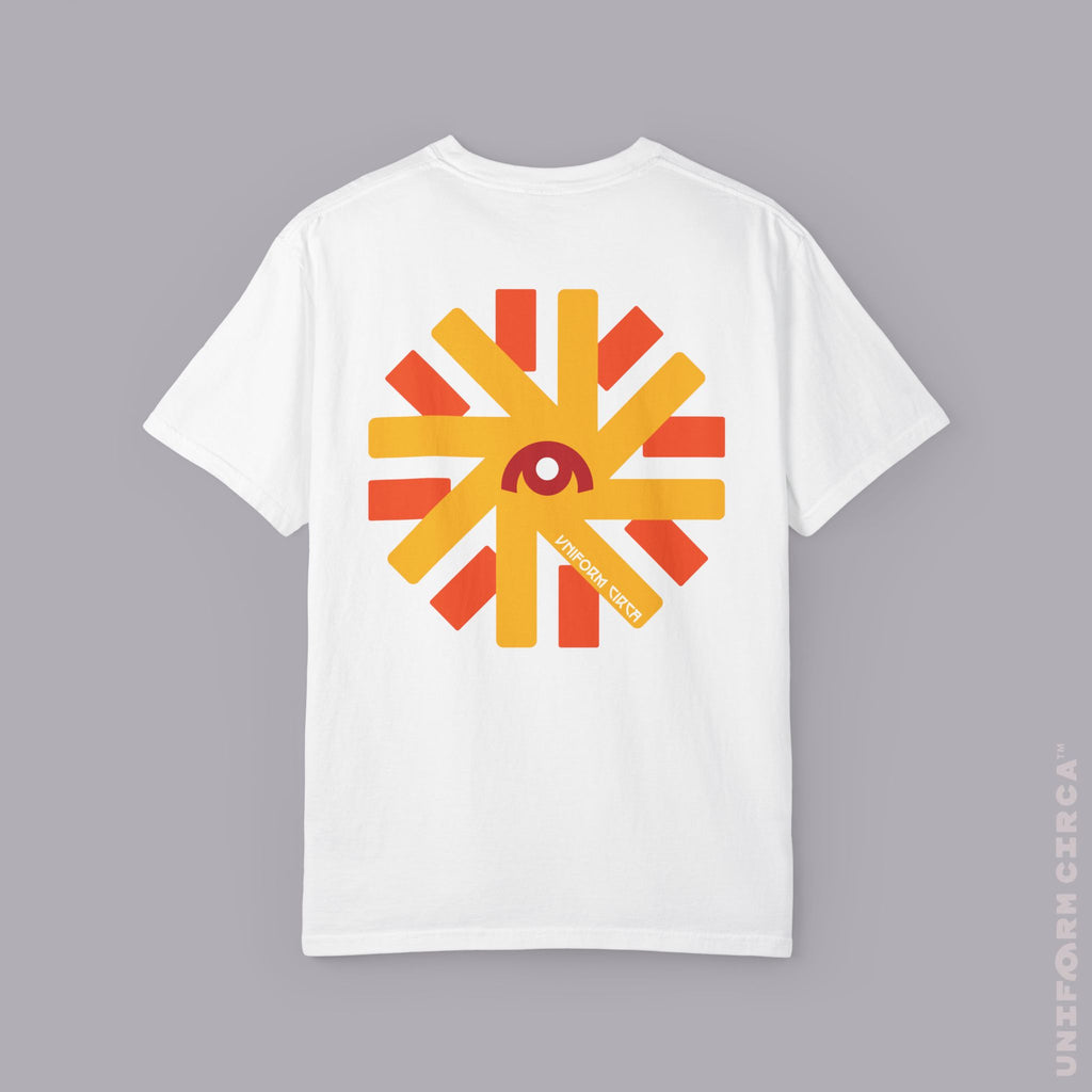 UC SUN BURST | Printed BLUE/RED | Unisex Garment-Dyed T-Shirt